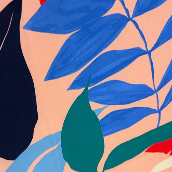 NWT Colorful Leaf Print Jaime Dress with Feather Cuffs - Picture 5 of 7